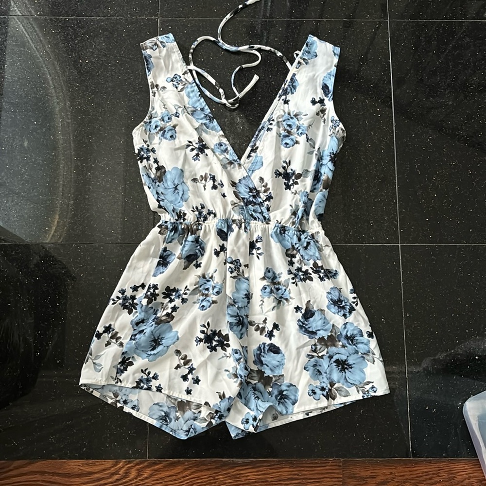 Blue floral romper size small